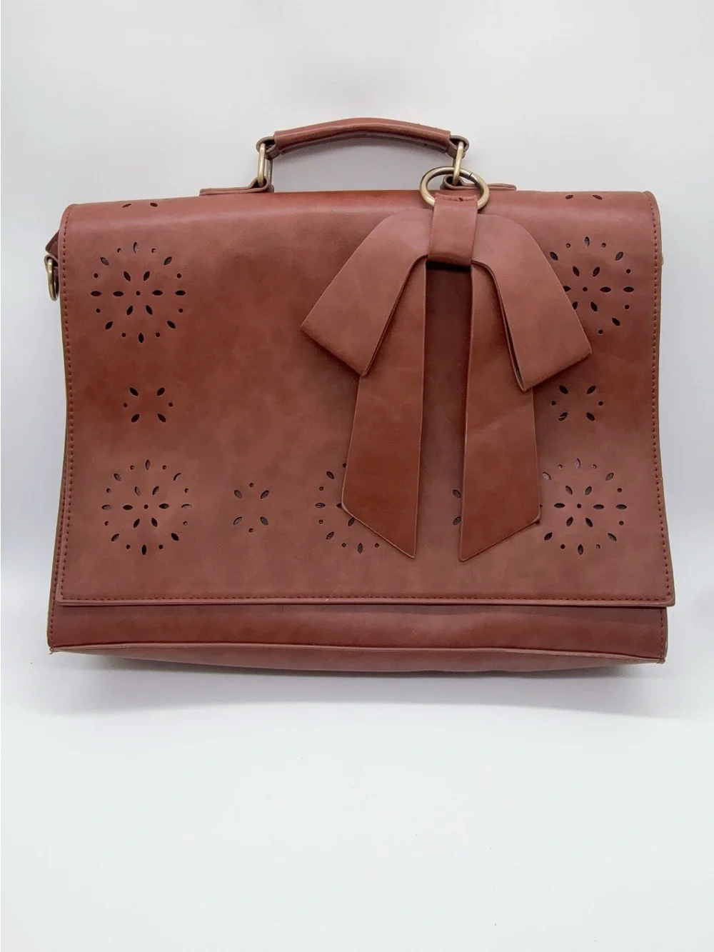 Ecosusi brown Briefcase Laptop Bag Faux Leather (no strap) - Picture 2 of 9